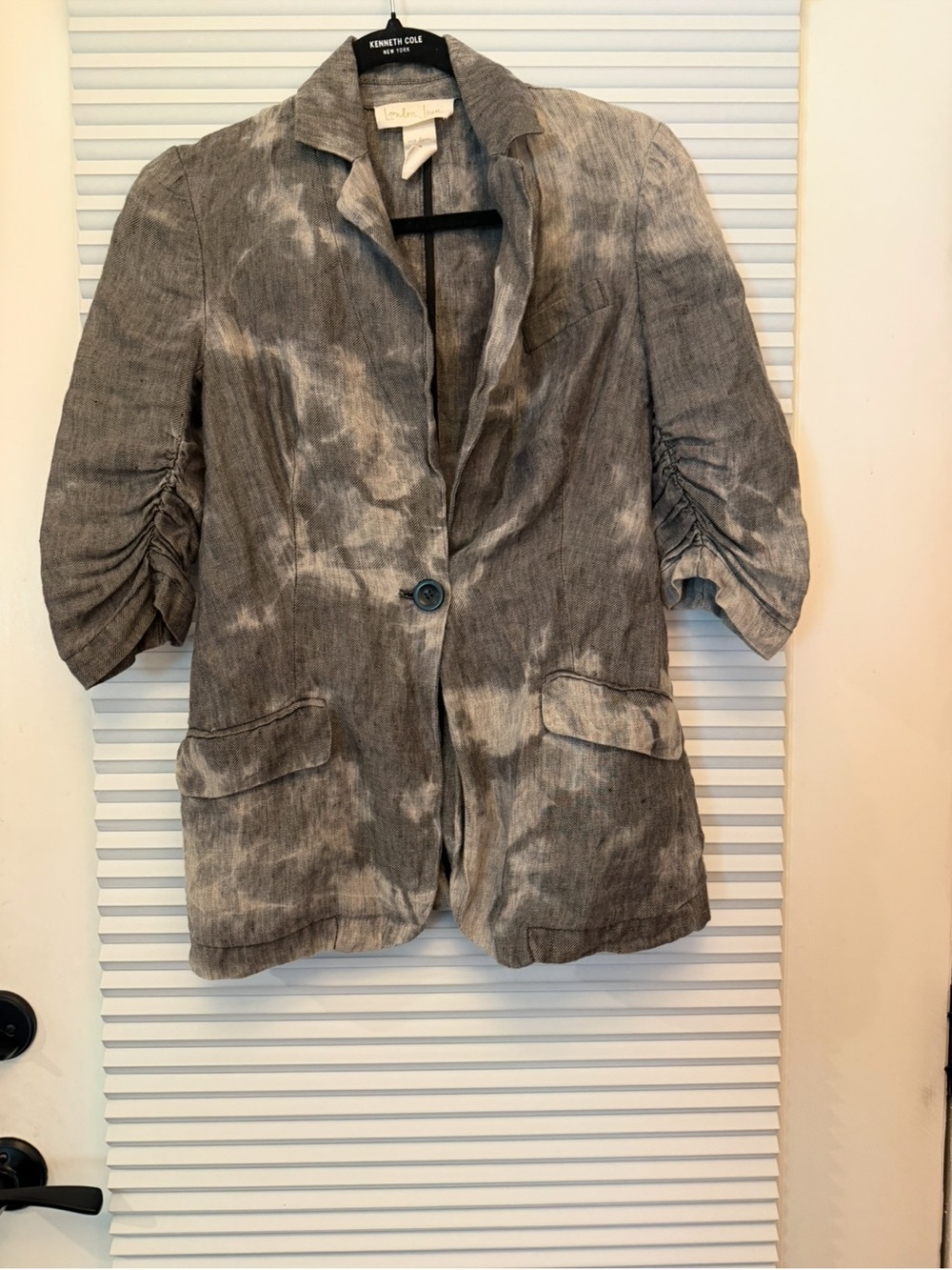 LONDONJEAN Light Gray linen Tailored Blazer Jacket cool sleeves color washes0